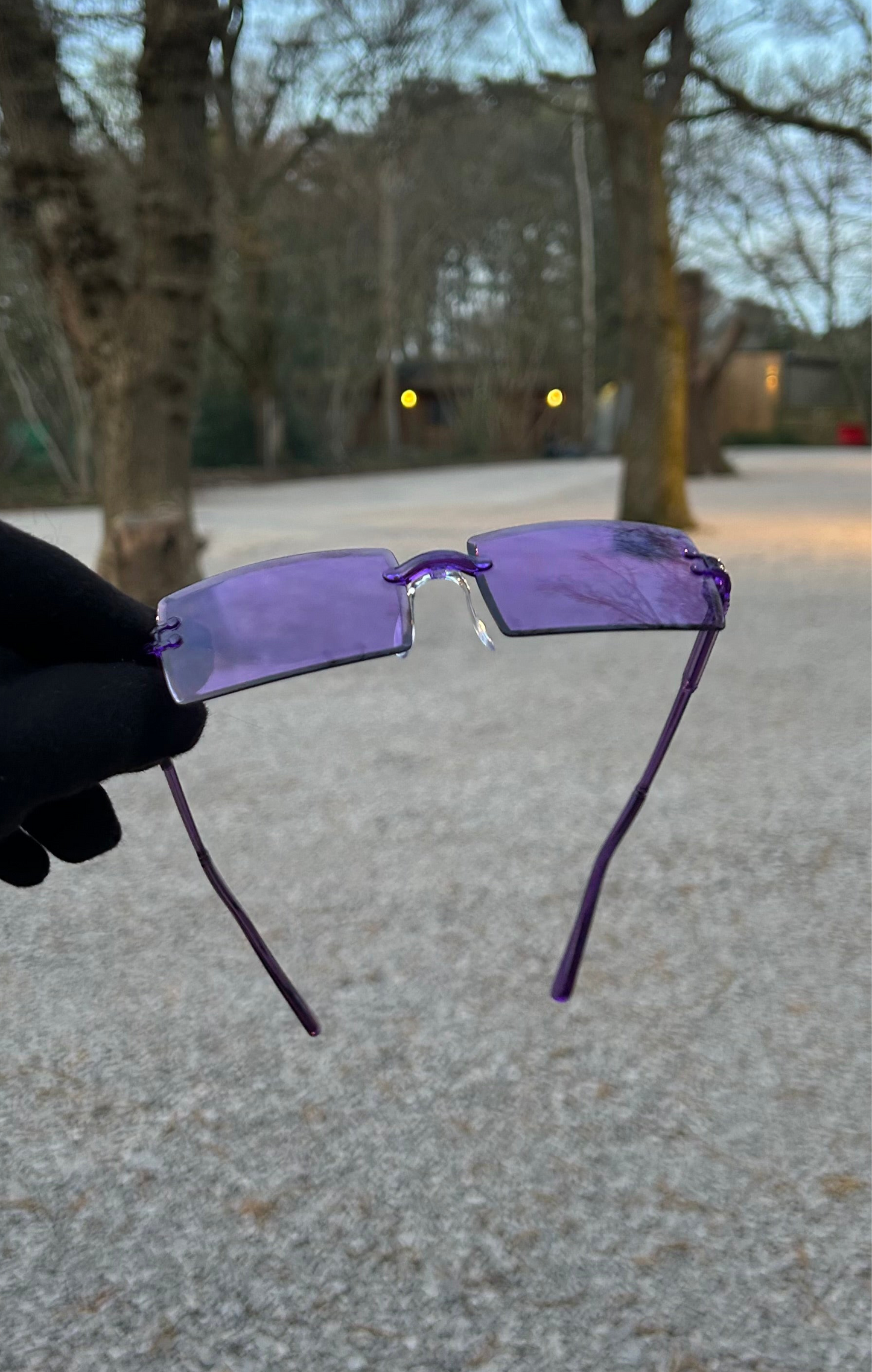 Lavender Purple Rectangular Sun Glasses