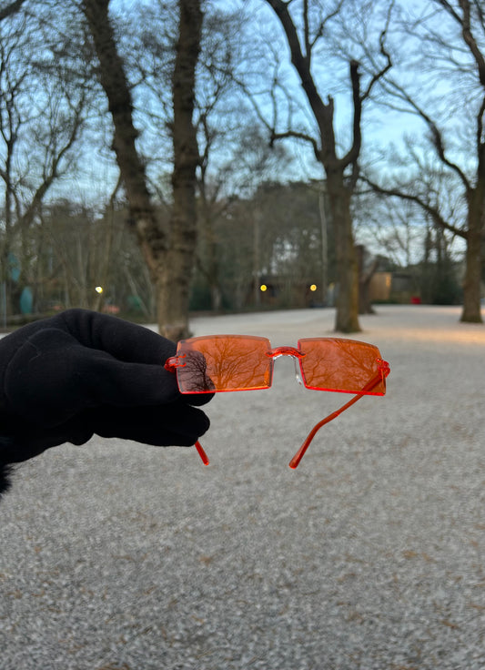 Sunset Orange Rectangular Sun Glasses