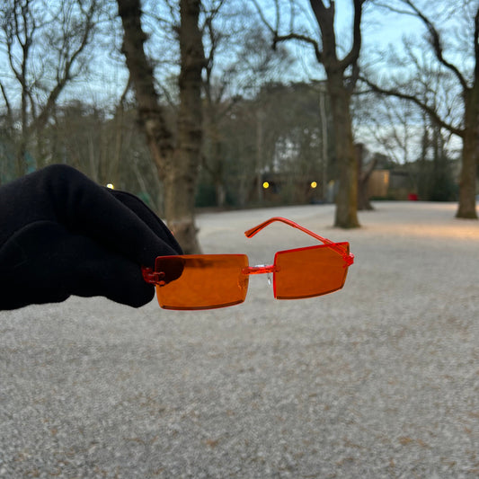Sunset Orange Rectangular Sun Glasses