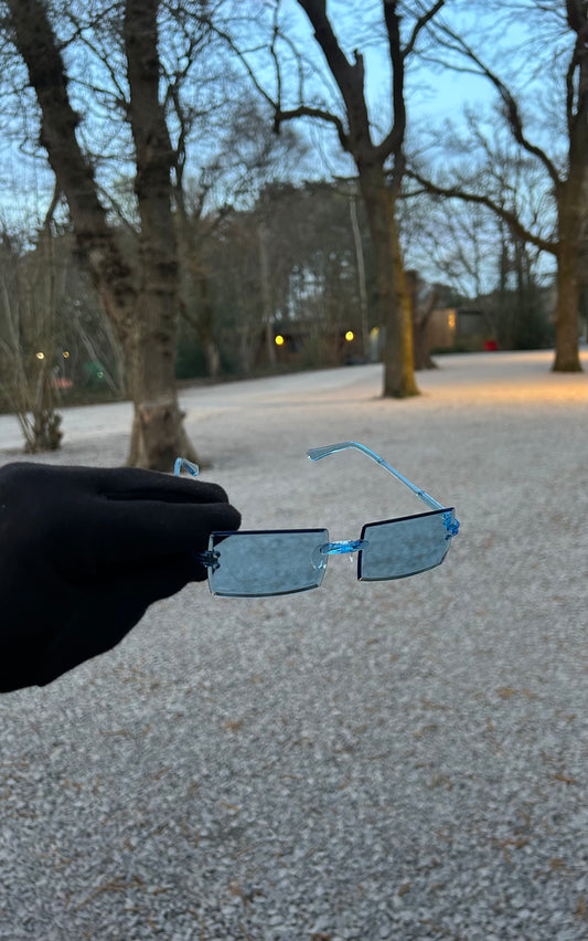 Icy Blue Rectangular Sun Glasses
