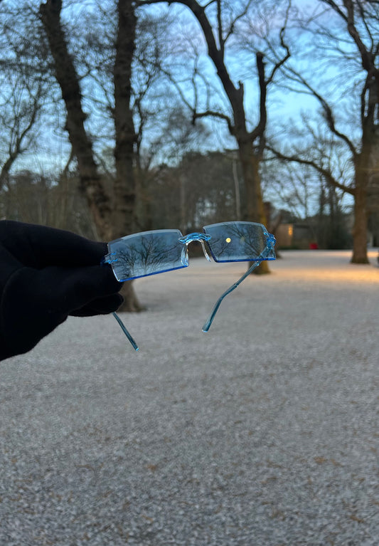 Icy Blue Rectangular Sun Glasses